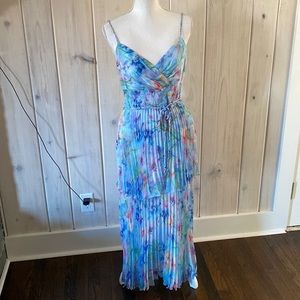 Marchesa Notte Sleeveless Crinkle Chiffon Tiered Dress NWT